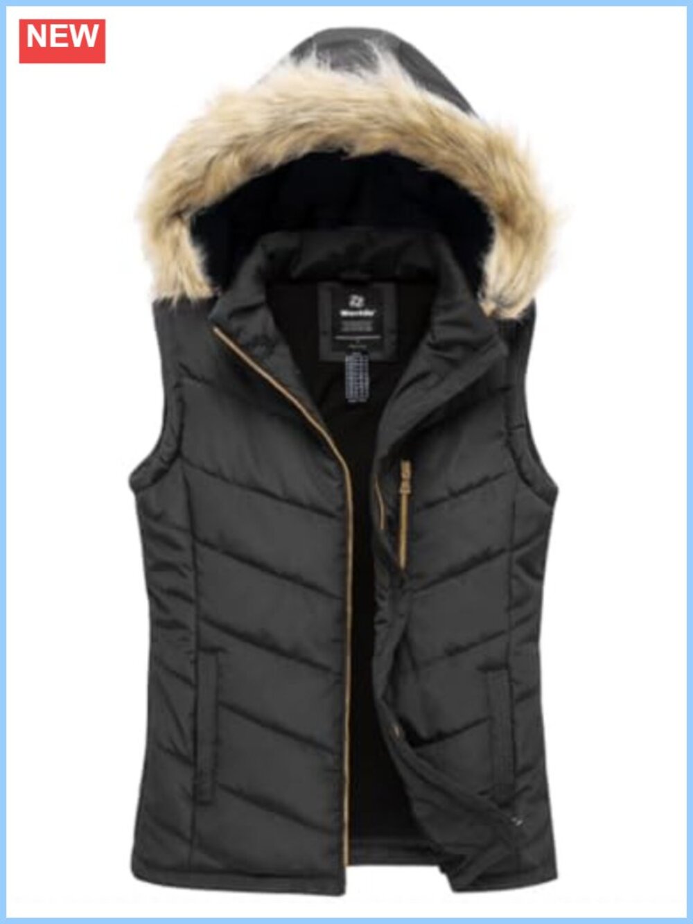 Thicken Winter Puffer Vest Warm Sleeveless Quilted Hooded